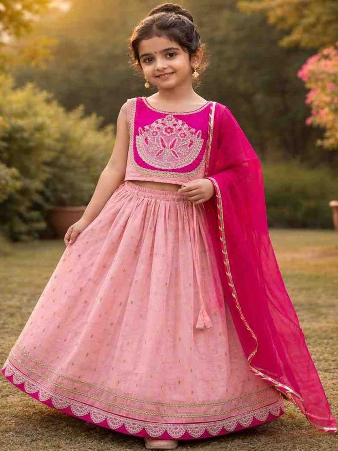 JOVK DESIGN Girls Tie and Dye Ready to Wear Lehenga & Blouse With Dupatta - view 1