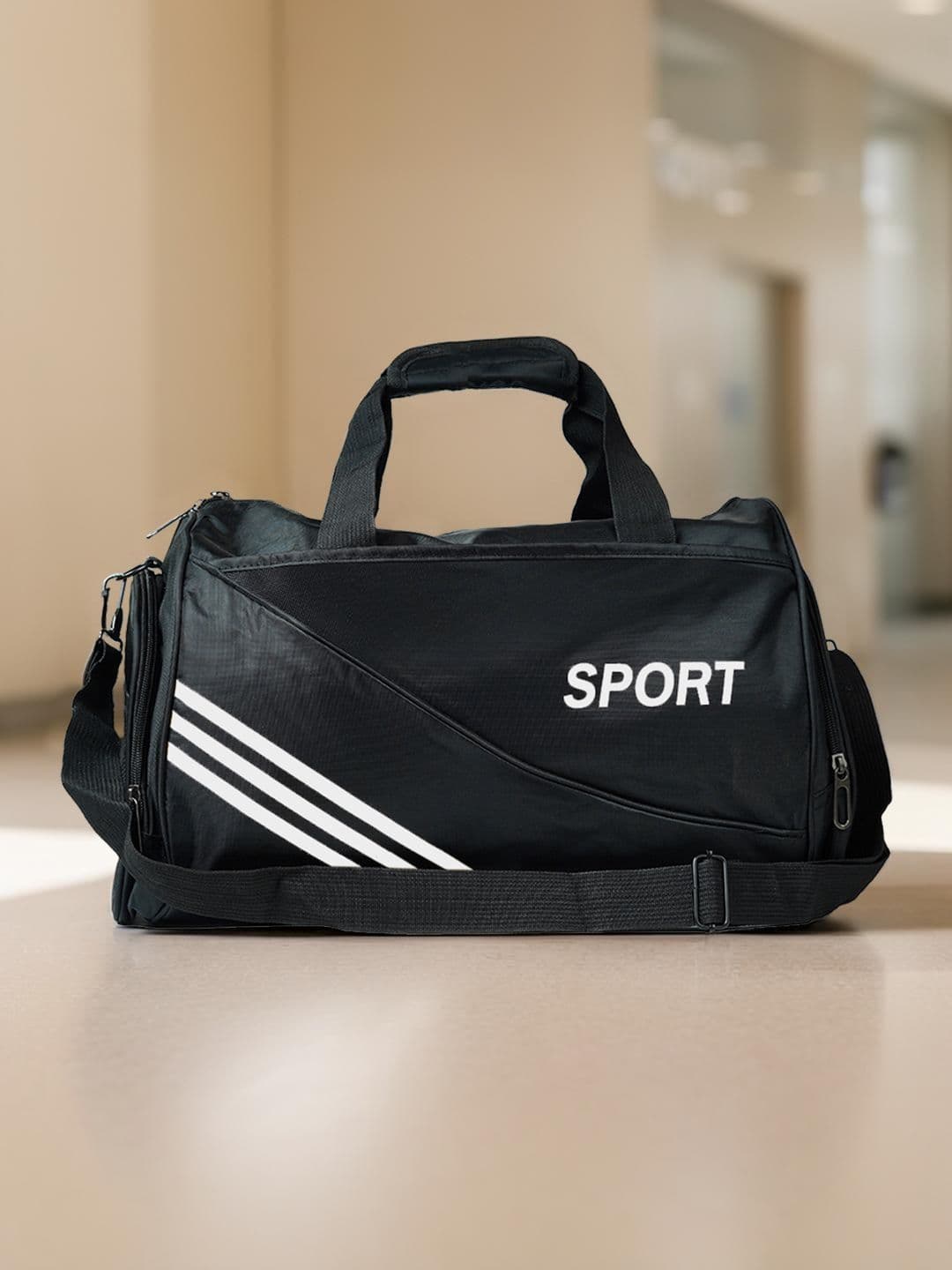 Golden Peacock Unisex Black Medium Gym Duffel Travel Bag - view 1