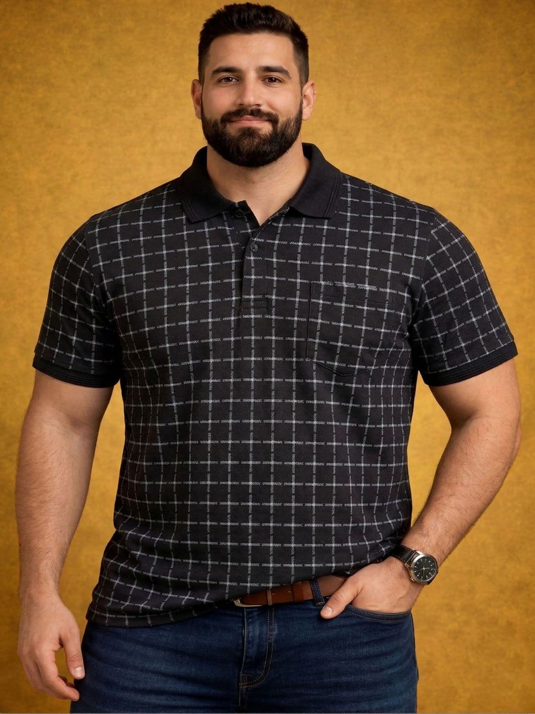Davno Men Printed Polo Collar T-shirt - view 1