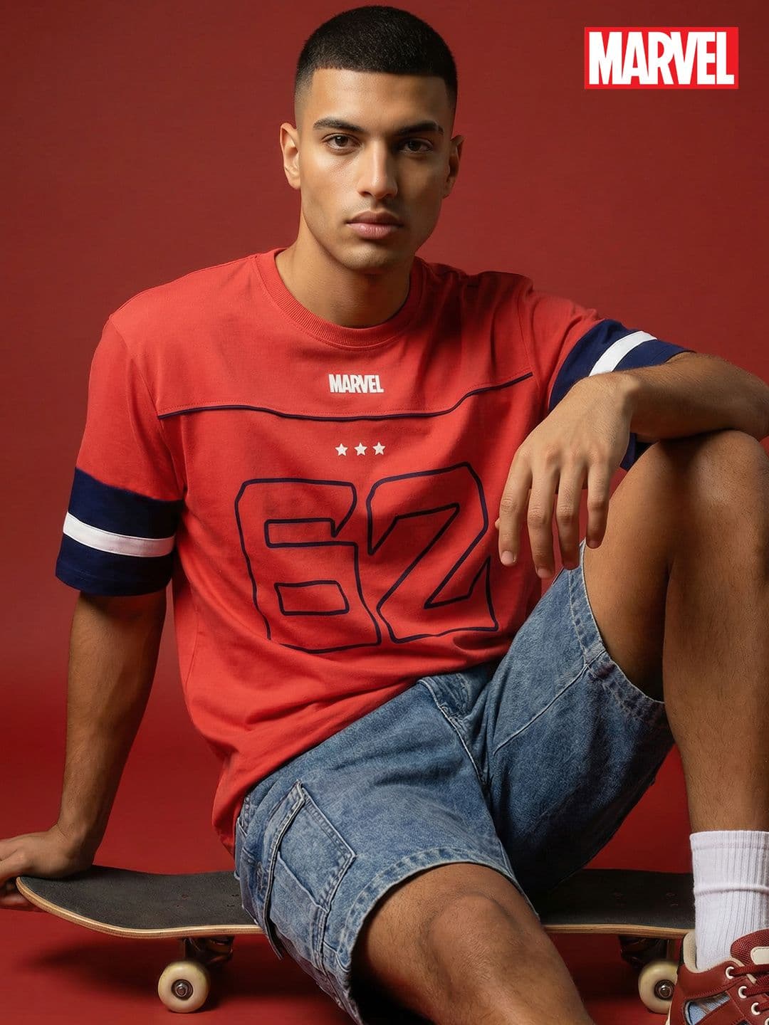 MARVEL STREET Relaxed Fit Captain America Printed Pure Cotton T-shirt - view 1
