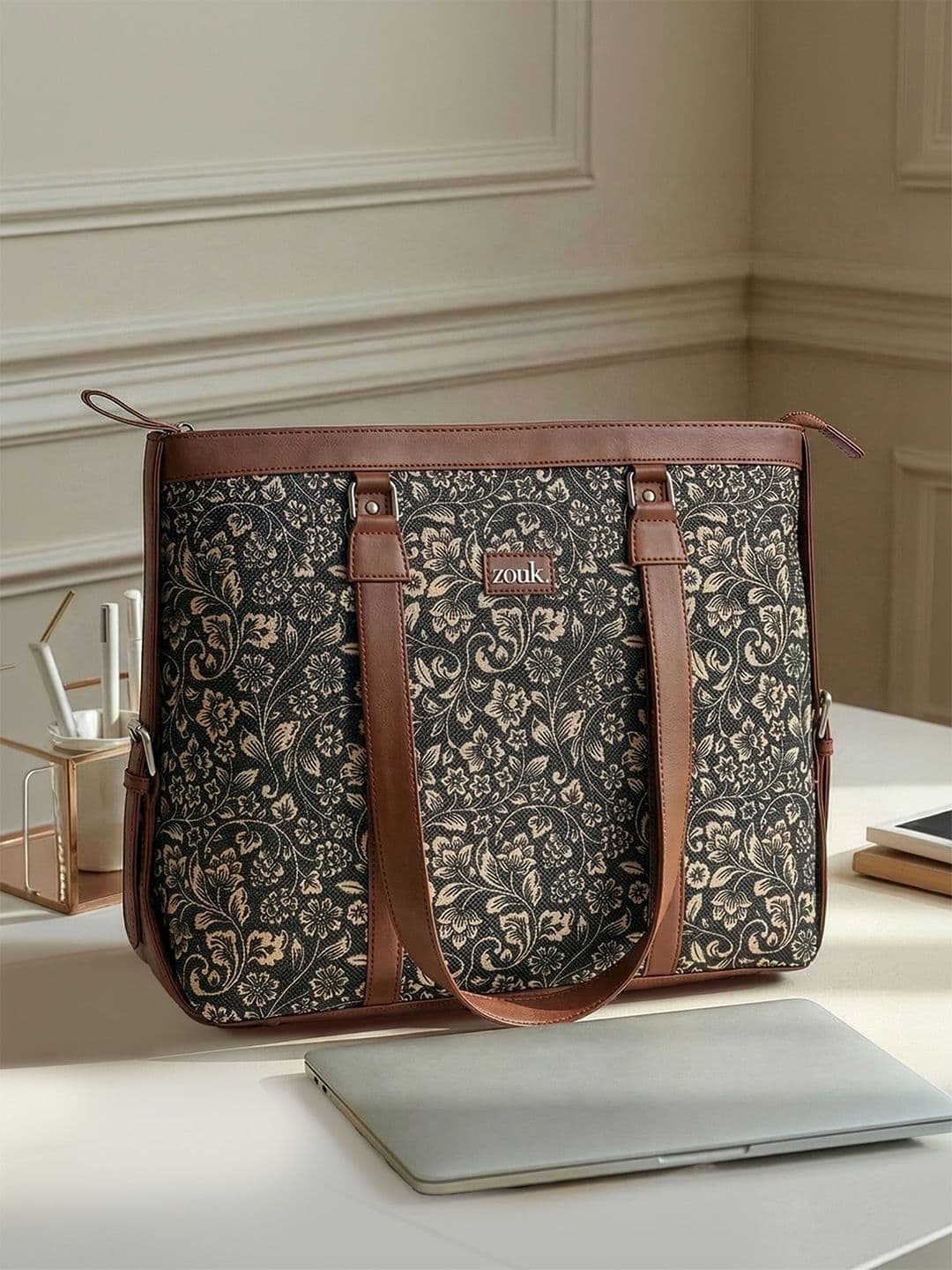 ZOUK Women Handicraft Fabric & Vegan Leather Shoulder Tote Bag - view 1