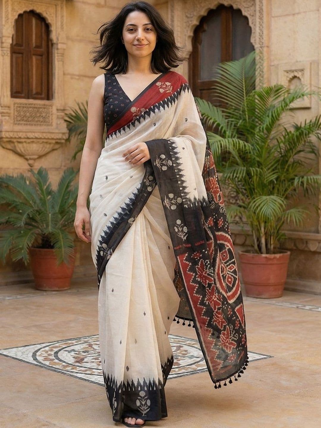 AANVI Ethnic Motifs Silk Blend Designer Saree - view 1