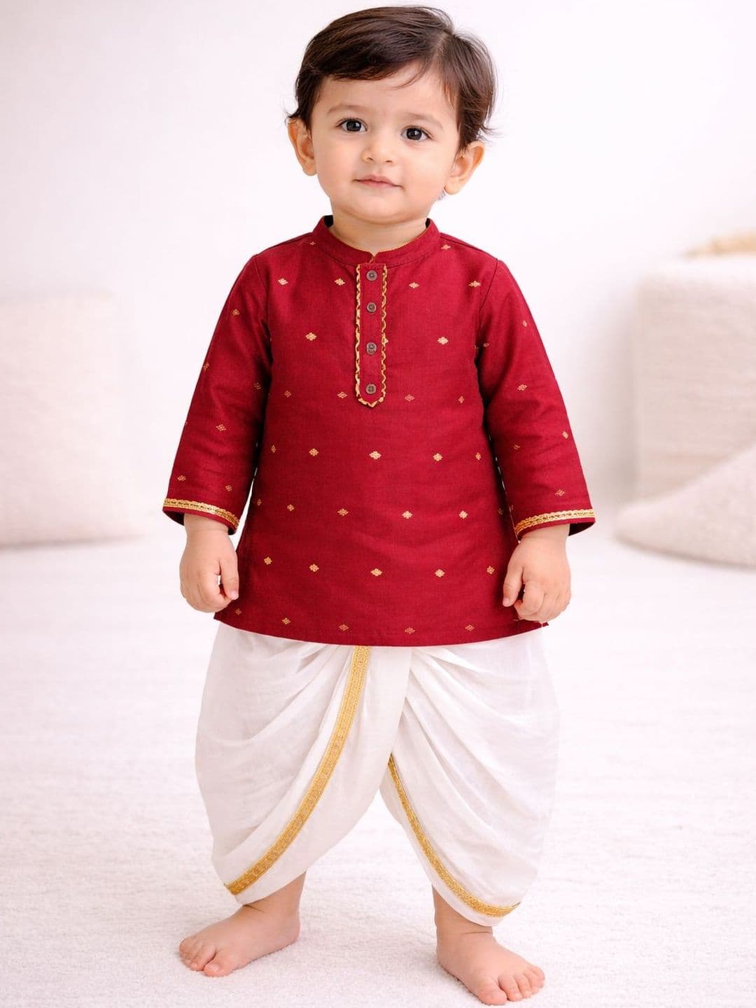 Sangria Infant Boys Printed Pure Cotton Round Neck Kurta & Dhoti Pants - view 1