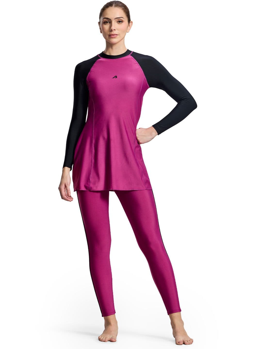 BOLDFIT Women Black-Berry Colourblocked Swim Set - view 1