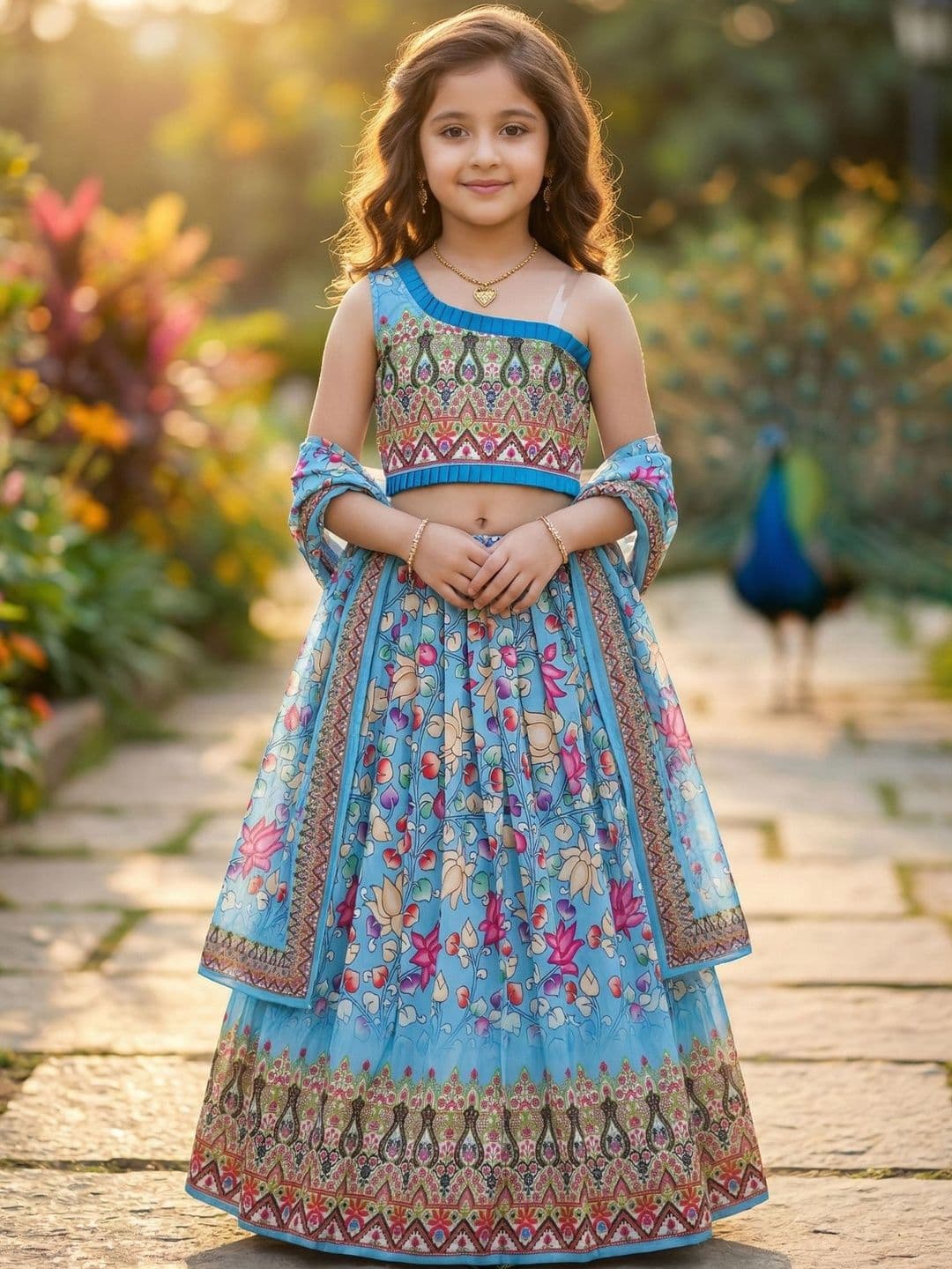 KALINI Girls Printed Ready to Wear Lehenga & Blouse With Dupatta - view 1