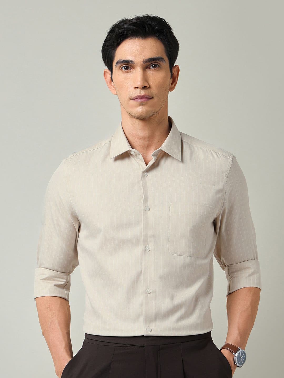 AD By Arvind Men Vertical Striped Spread Collar Formal Shirt - view 1
