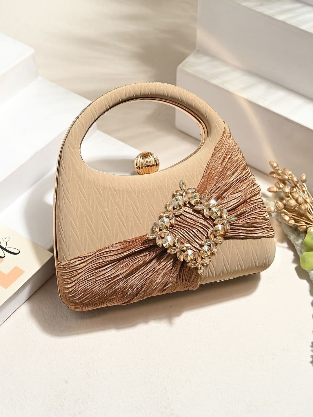 DressBerry Embroidered Embellished Box Clutch - view 1