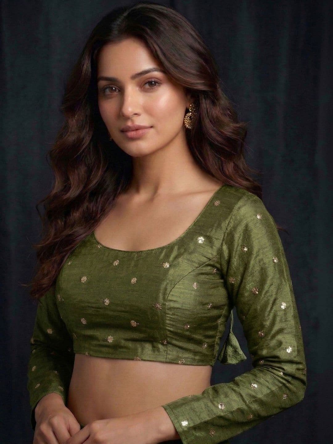RAGHUVEER CREATION Embroidered Beads and Stones Saree Blouse - view 1