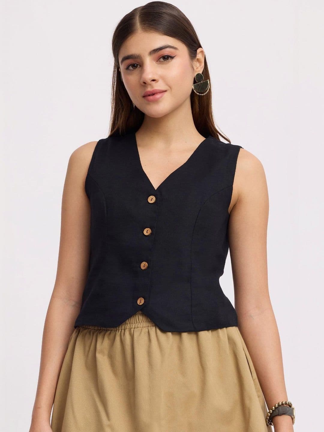 Virgio Cotton V-Neck Waistcoat - view 1