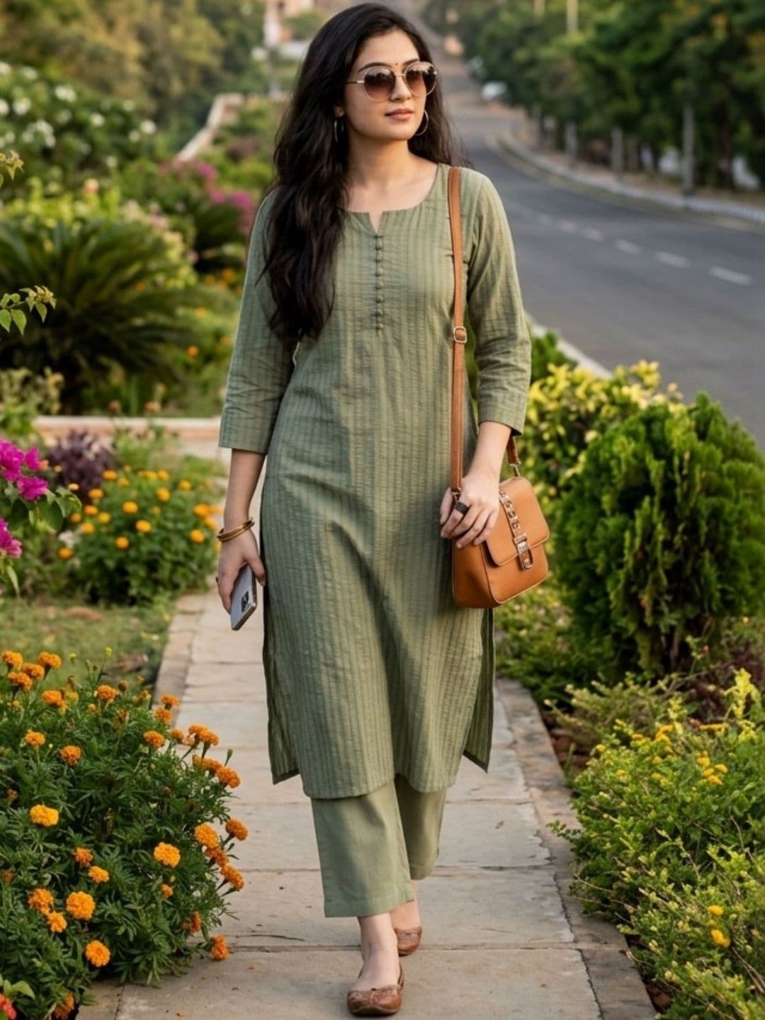 Milvia Women Striped Kurta with Trousers - view 1
