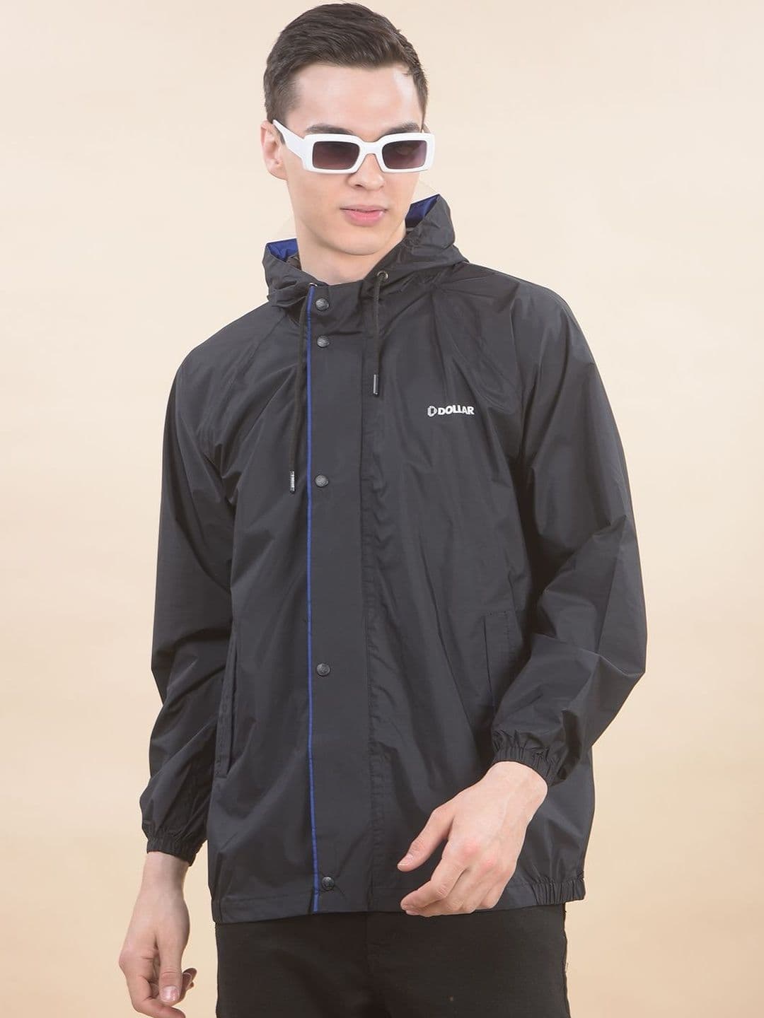 Dollar Men Waterproof PVC Rain Jacket Hooded Zipper Button Pockets - view 1
