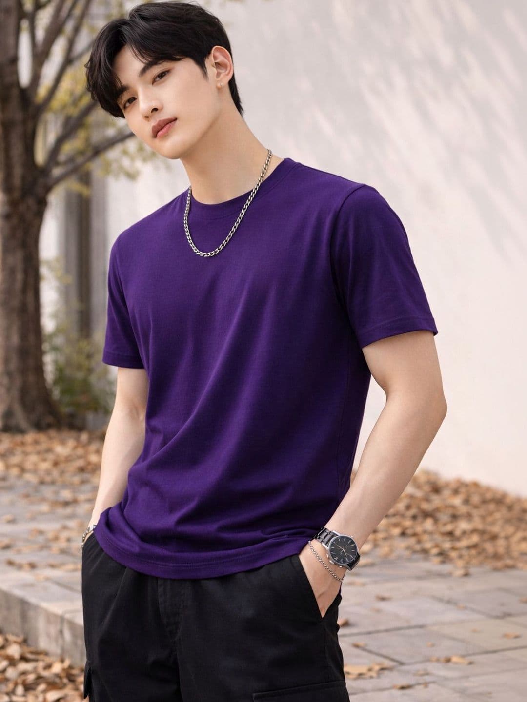 The Roadster Lifestyle Co Pure Cotton Round Neck Relaxed Fit Tshirt - view 1