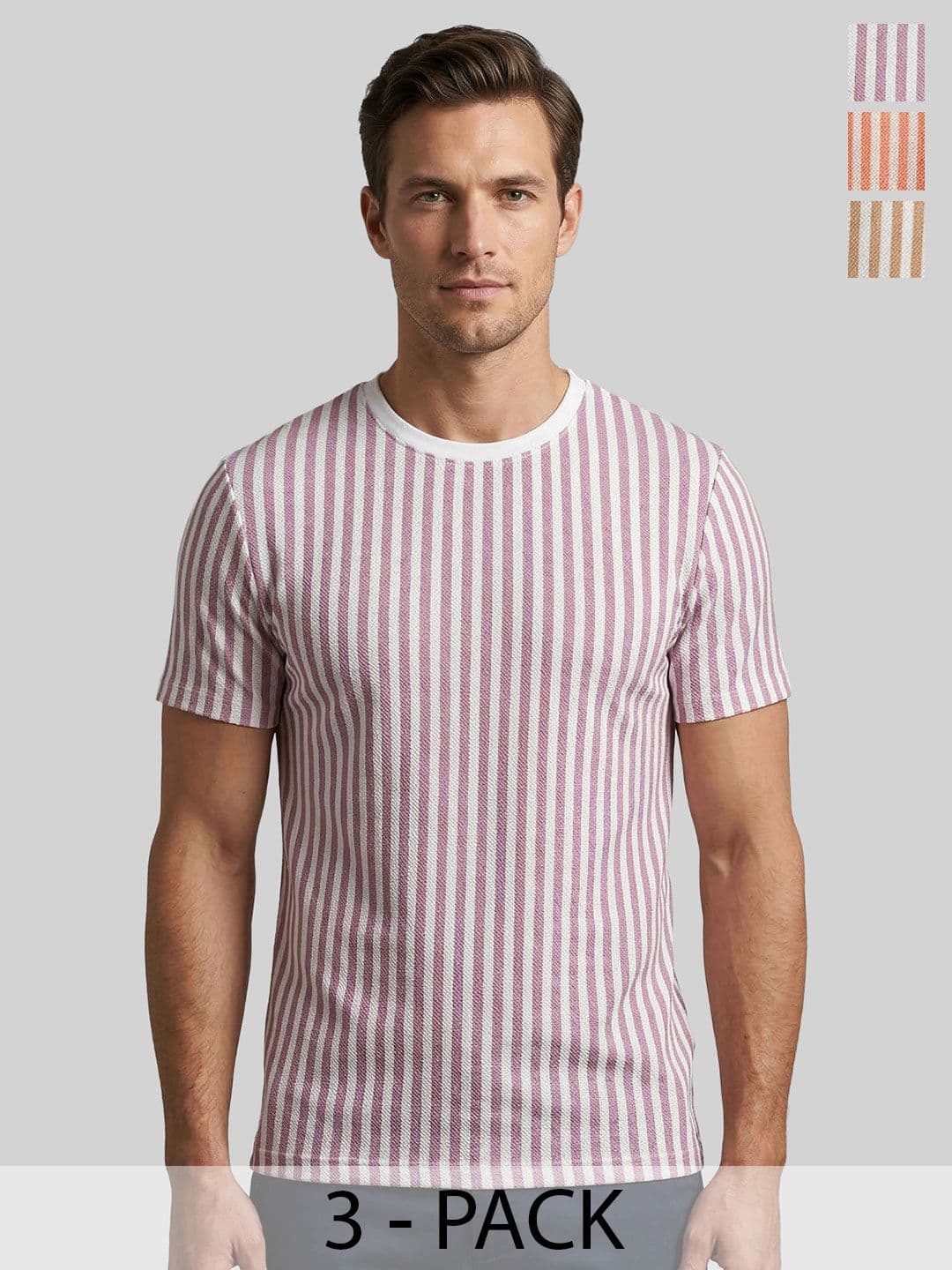 Dollar Polyester Striped Men Round Neck Tshirts - view 1
