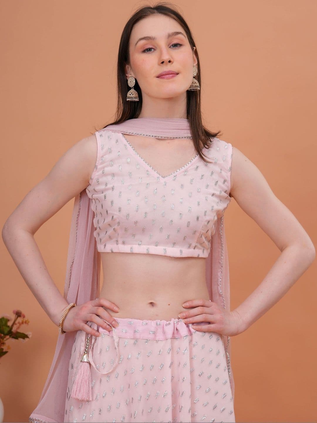 OH MI DIOS Embellished Ready to Wear Lehenga & Blouse With Dupatta - view 1