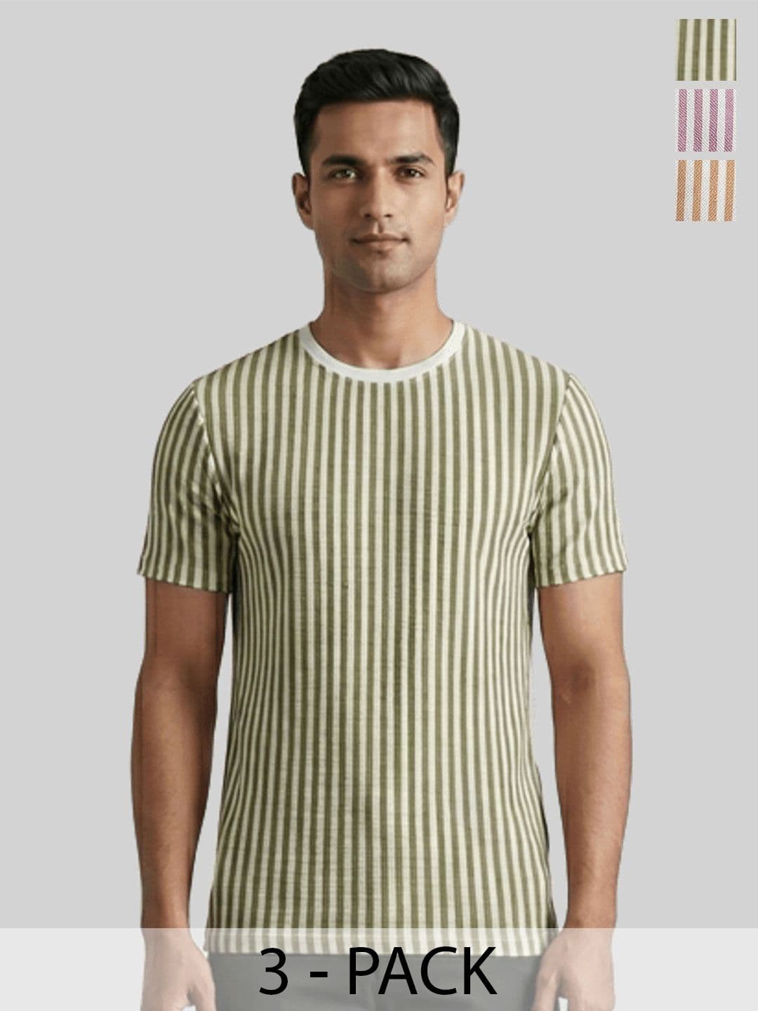 Dollar Polyester Striped Men Round Neck Tshirts - view 1