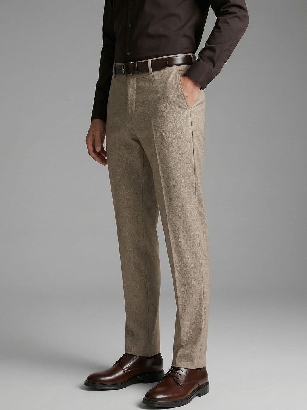 Louis Philippe Men Slim Fit Everyday Smart Wear Comfort Stretch Textured Formal Trouser - view 1