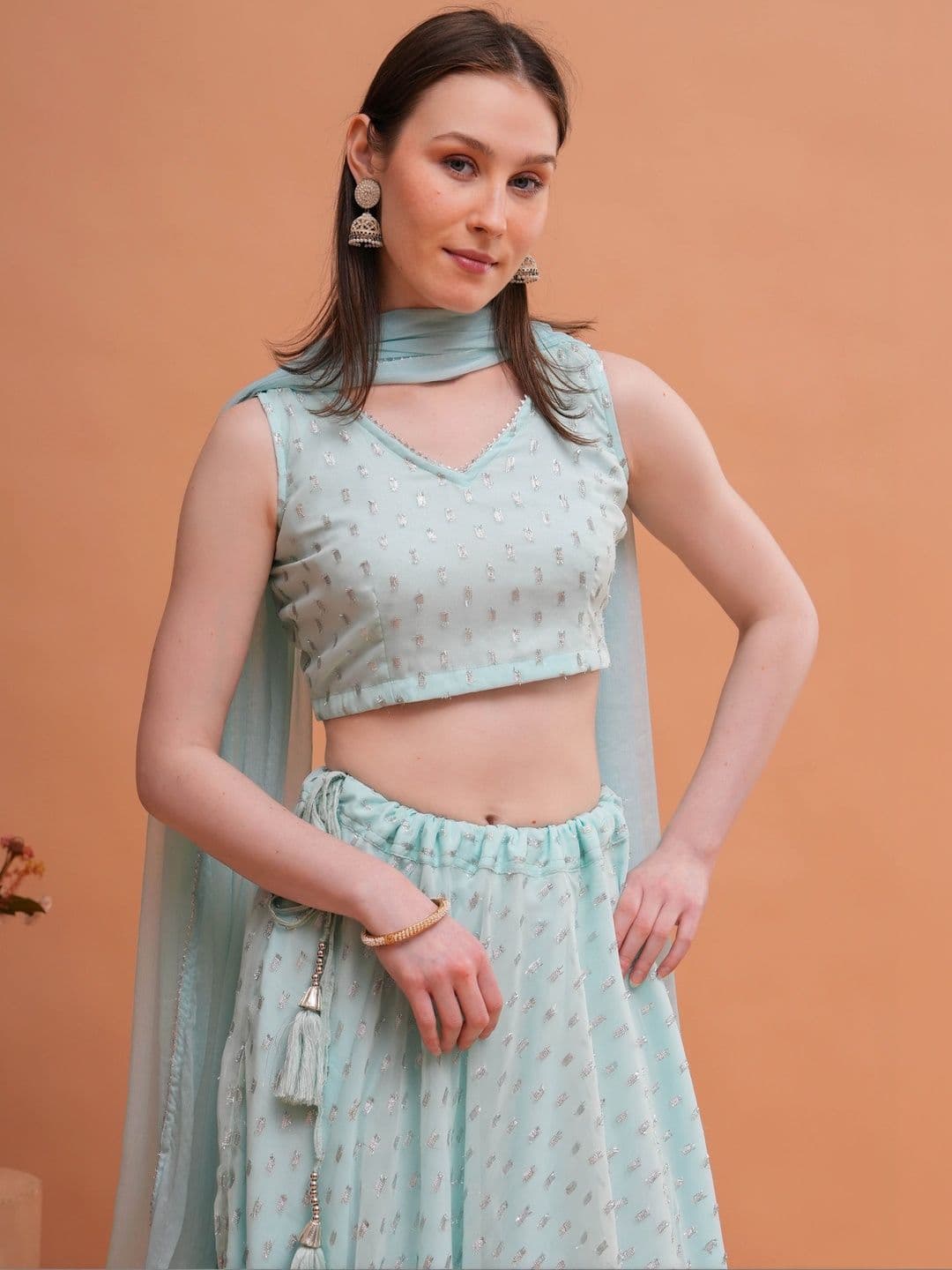 OH MI DIOS Embellished Ready to Wear Lehenga & Blouse With Dupatta - view 1