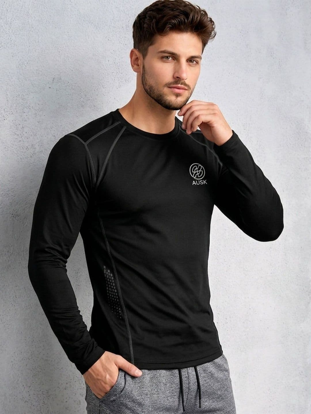 AUSK Men Brand Logo Round Neck T-shirt - view 1