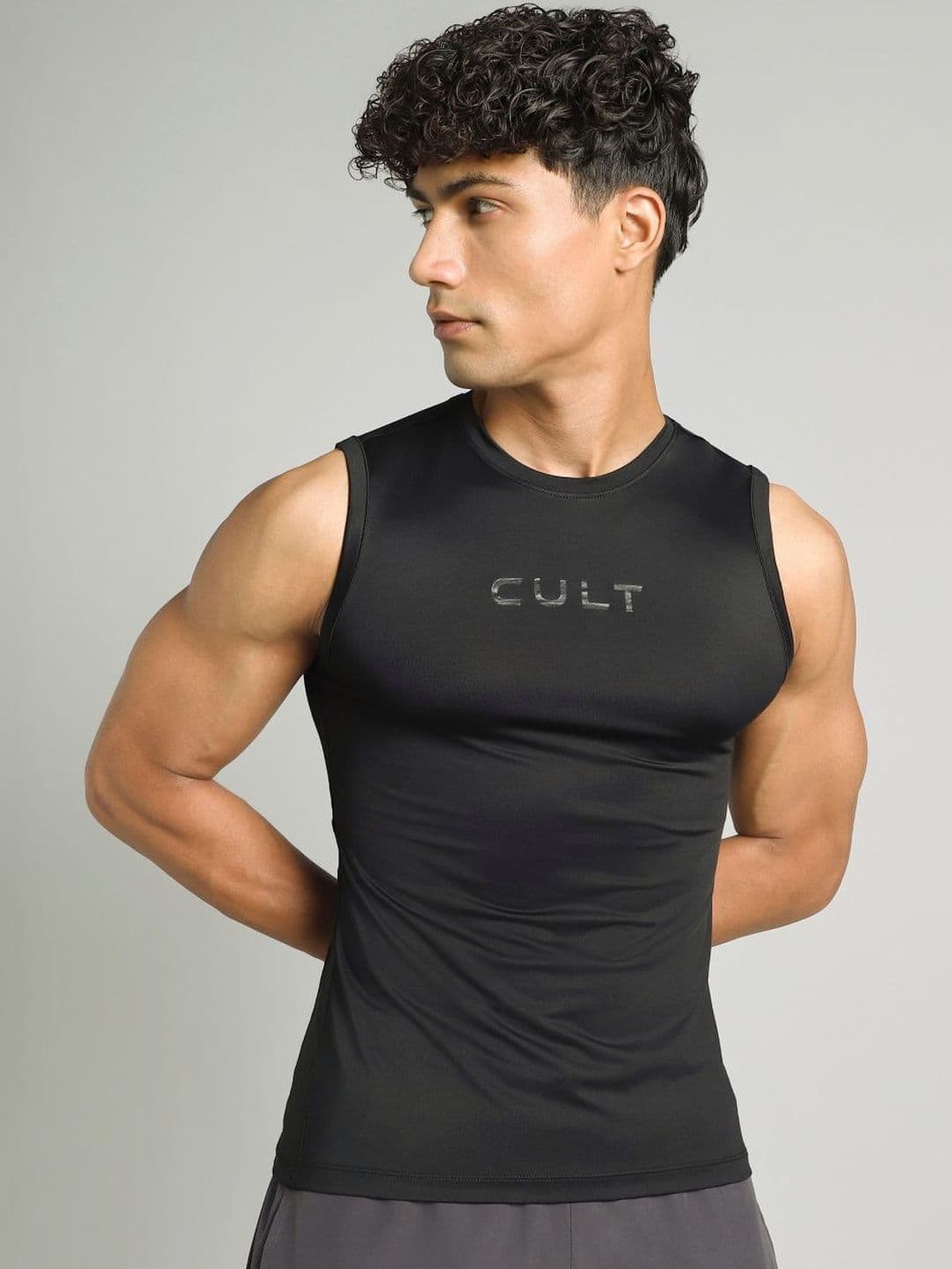 CULT Men Black Power Lifter Compression Tank - view 1