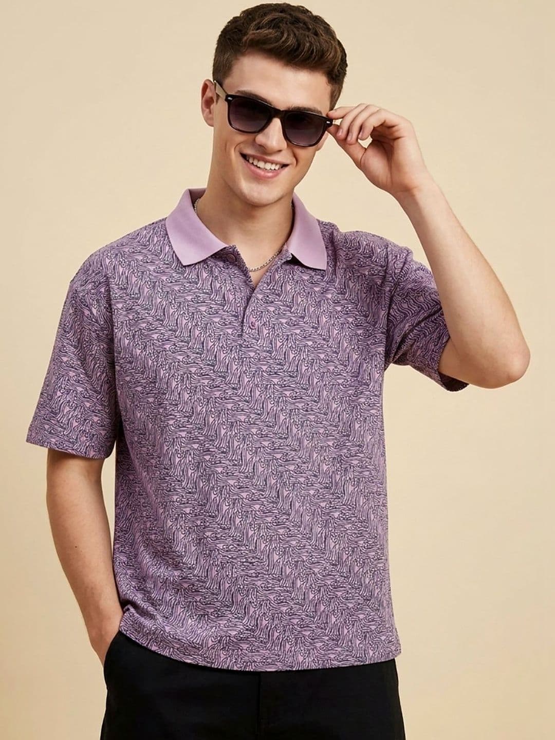 HERE&NOW Men Printed Polo Collar T-shirt - view 1