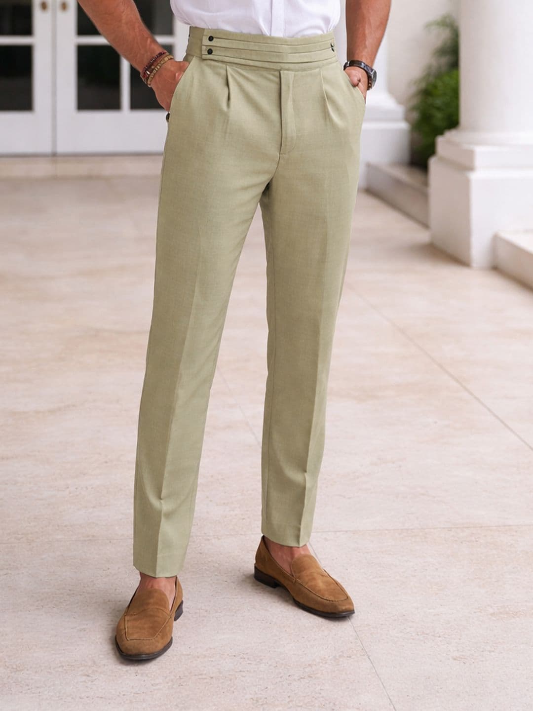 The Roadster Lifestyle Co Men Pure Cotton Slim Fit Pleated Formal Trousers - view 1