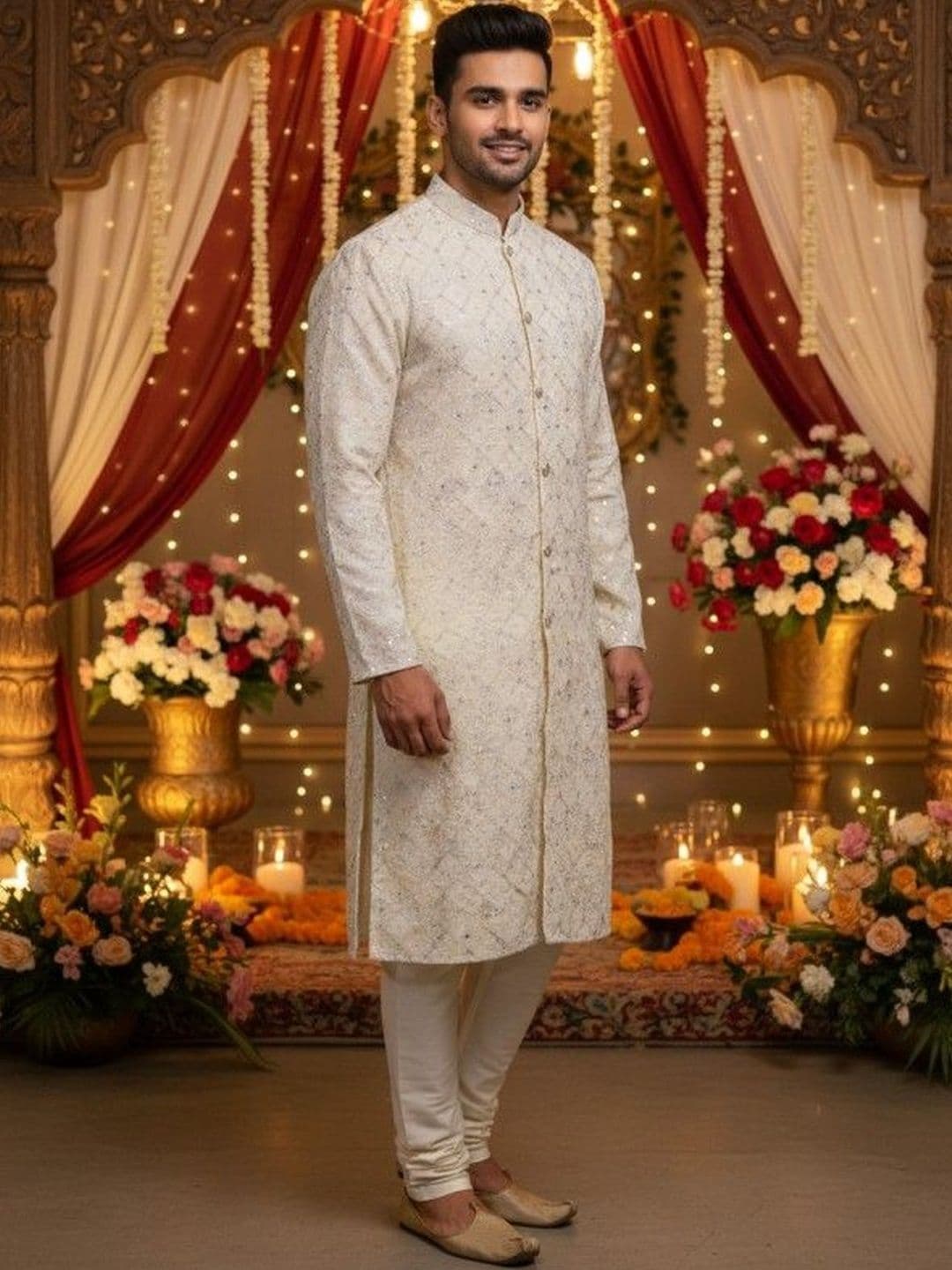 INDIROOP Embroidered Straight Cotton Kurta - view 1