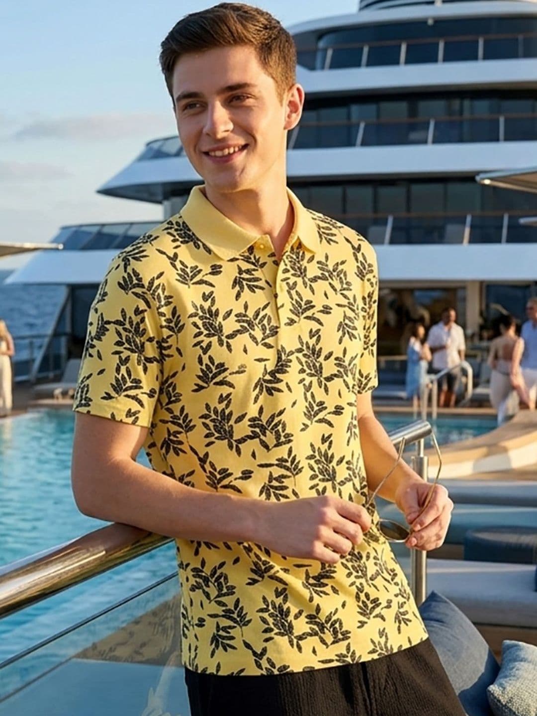 HERE&NOW Men Printed Polo Collar T-shirt - view 1