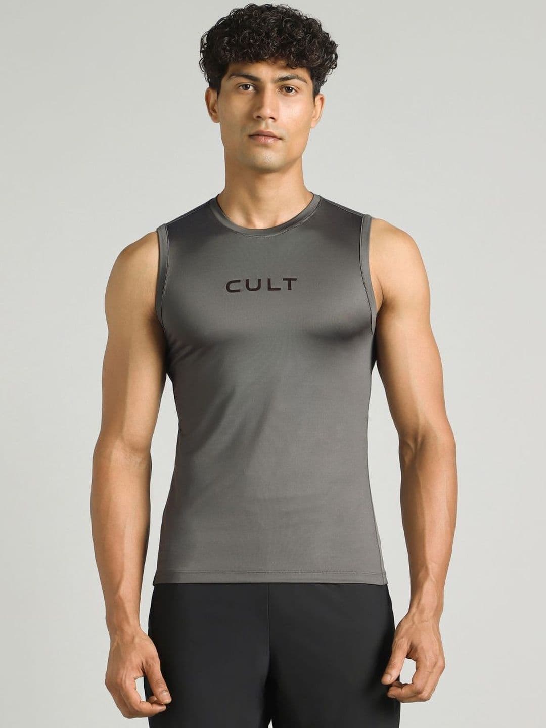 CULT Men Dark Grey Power Lifter Compression Tank - view 1