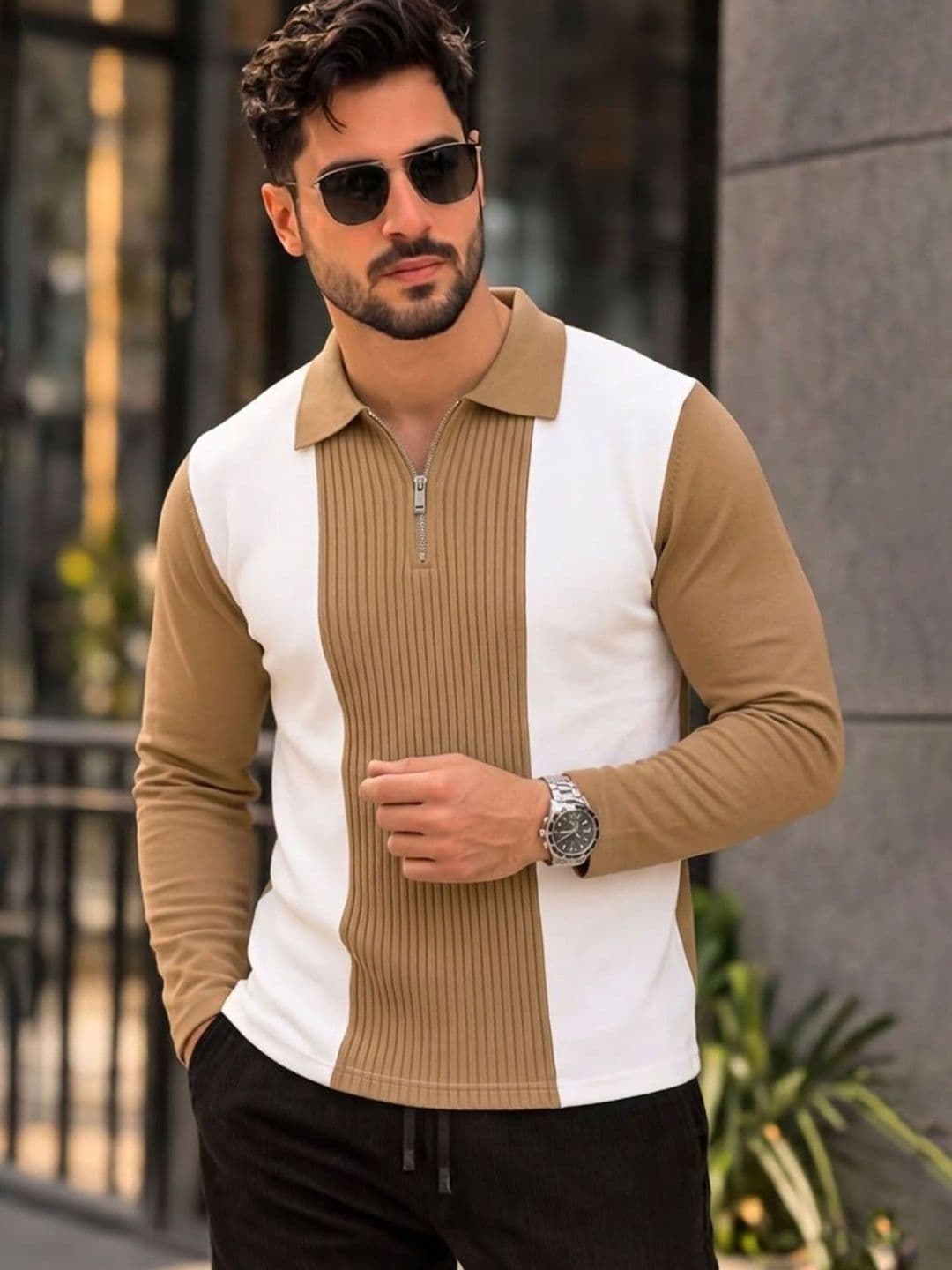 AUSK Men Colourblocked Polo Collar T-shirt - view 1