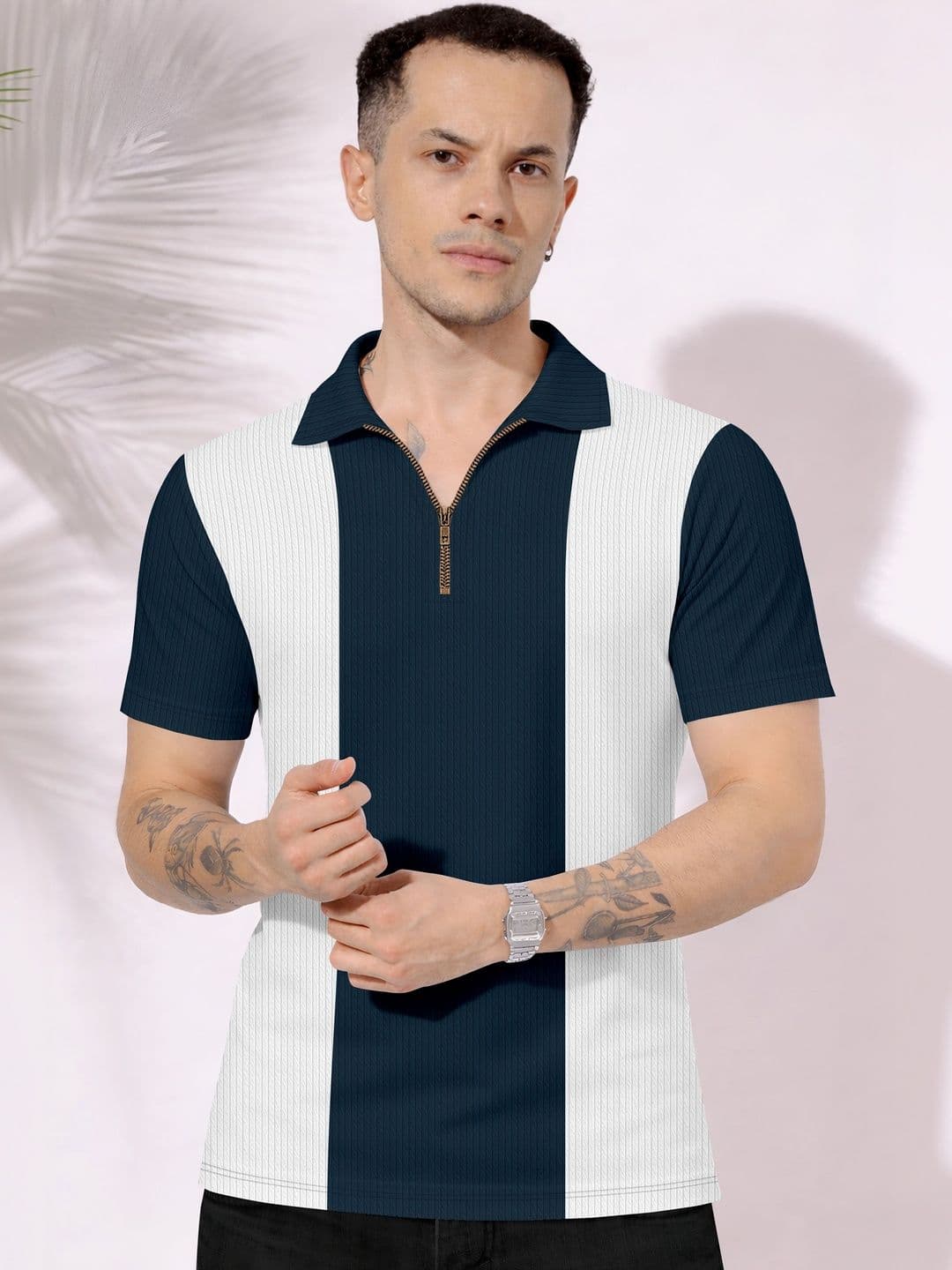 MODALEN Men Colourblocked Polo Collar T-shirt - view 1