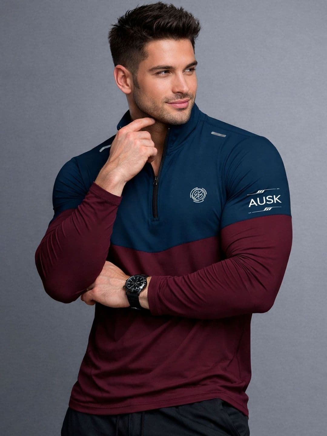 THE BEETEL HOUSE Men Colourblocked Turtle Neck T-shirt - view 1