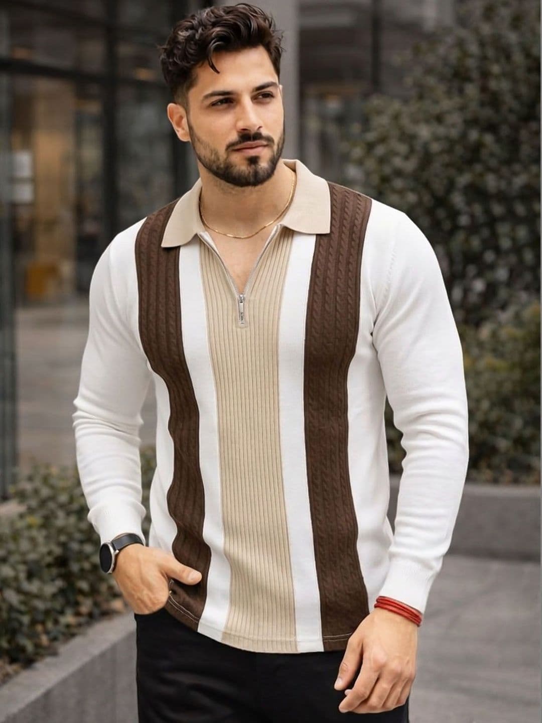 ENITOR Men Colourblocked Polo Collar T-shirt - view 1
