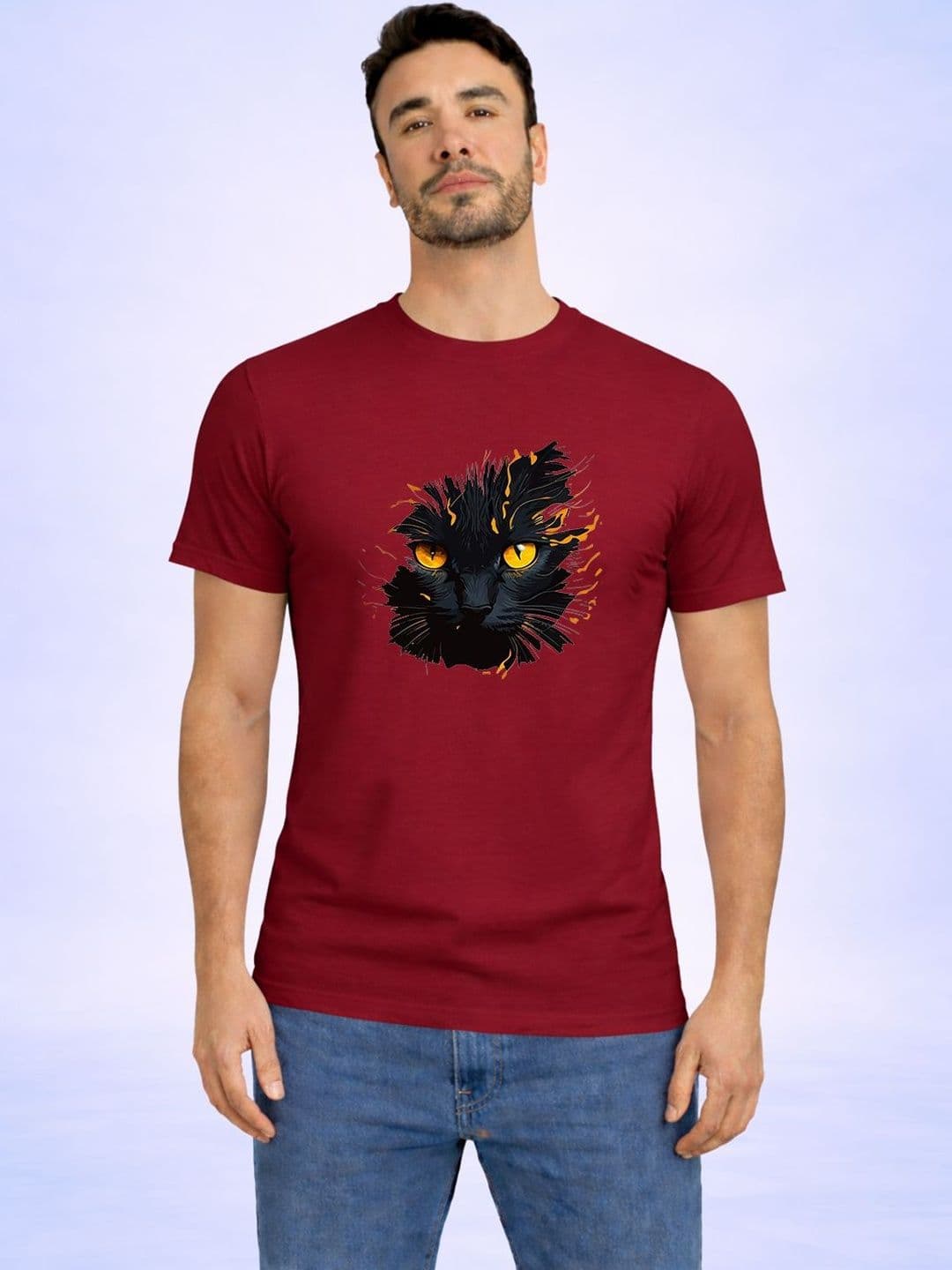 HERE&NOW Men Maroon Printed Round Neck Short Sleeves T-shirt - view 1