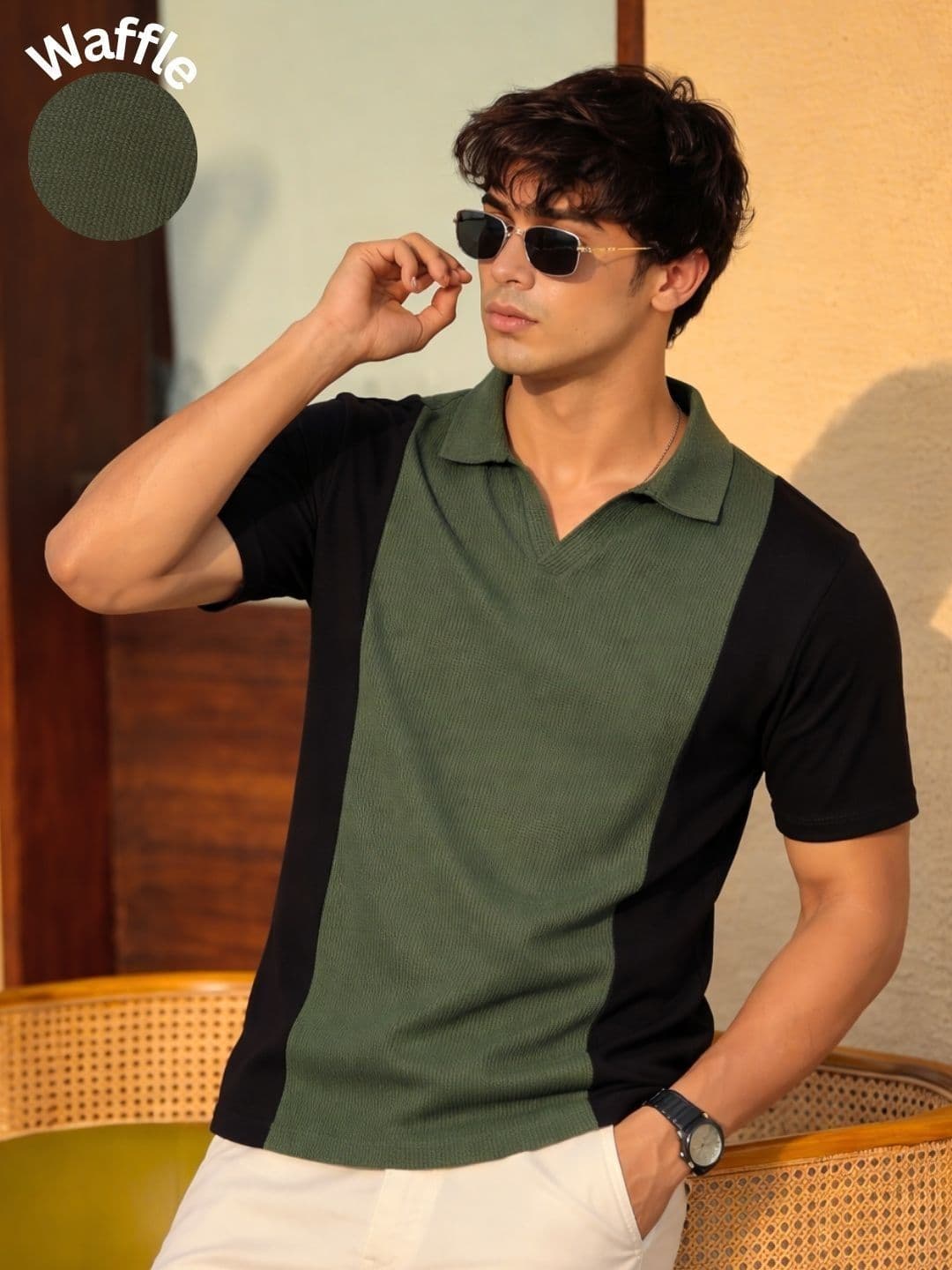 Rigo Men Colourblocked Polo Collar Pockets T-shirt - view 1