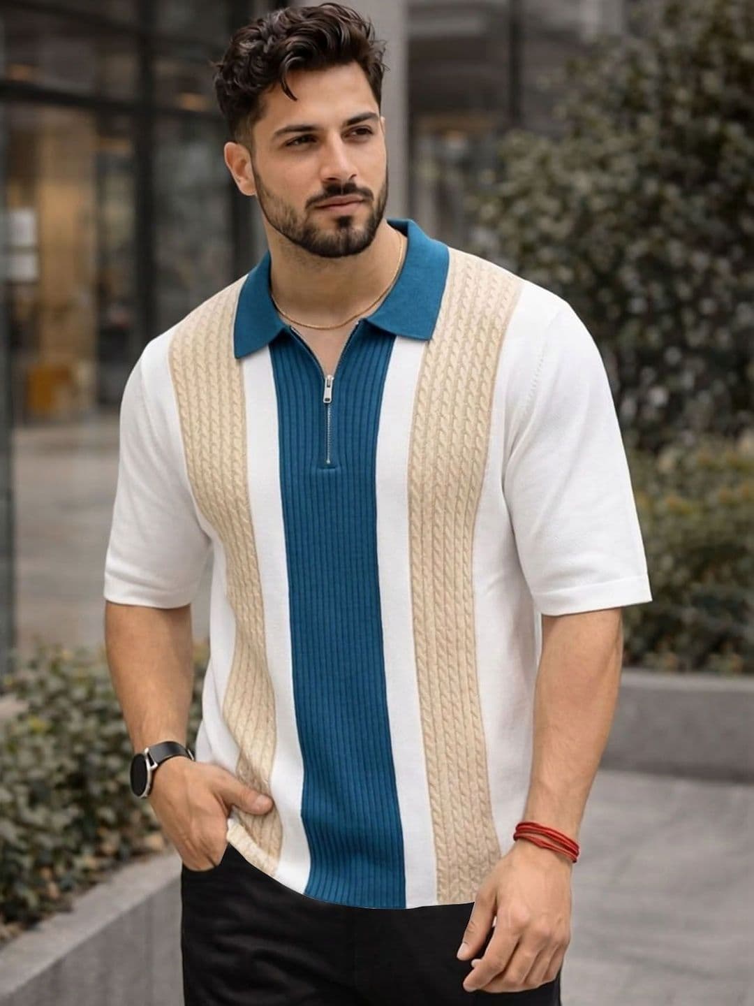 ENITOR Men Colourblocked Polo Collar T-shirt - view 1