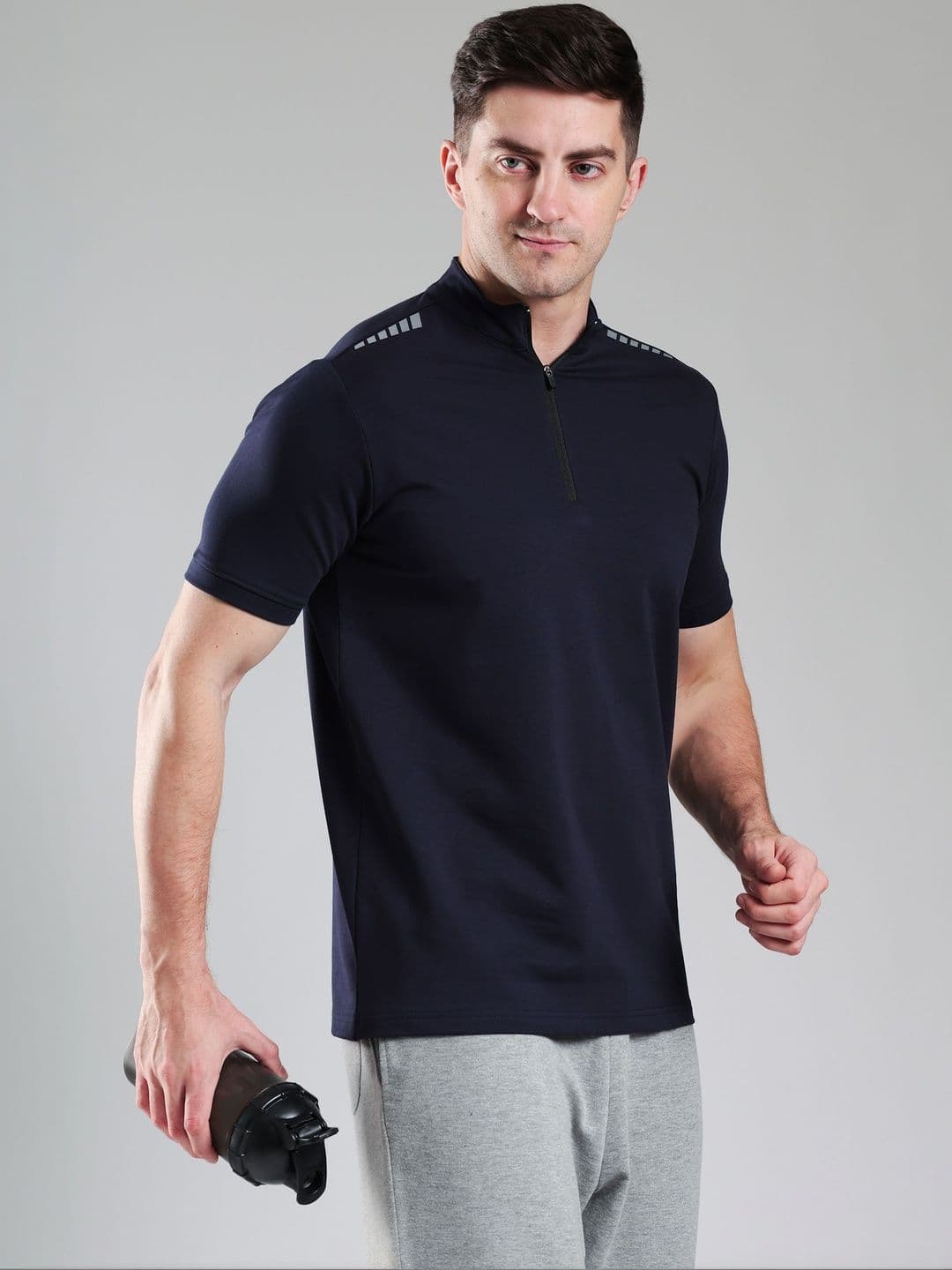 GROW Men Brand Logo High Neck Pockets T-shirt - view 1