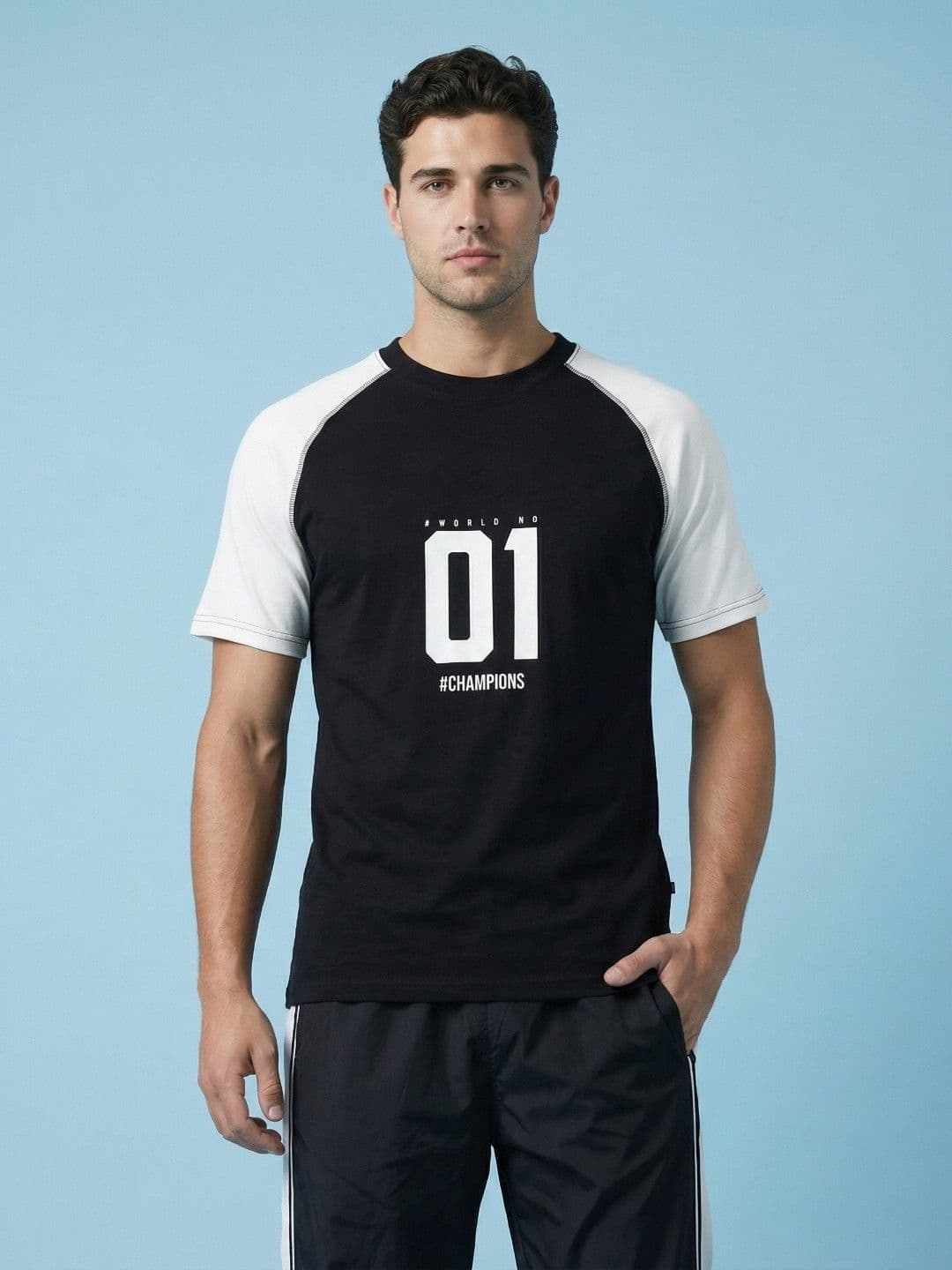 SPORT STREET by glitchez Varsity Printed Raglan Sleeves Relaxed Fit T-shirt - view 1