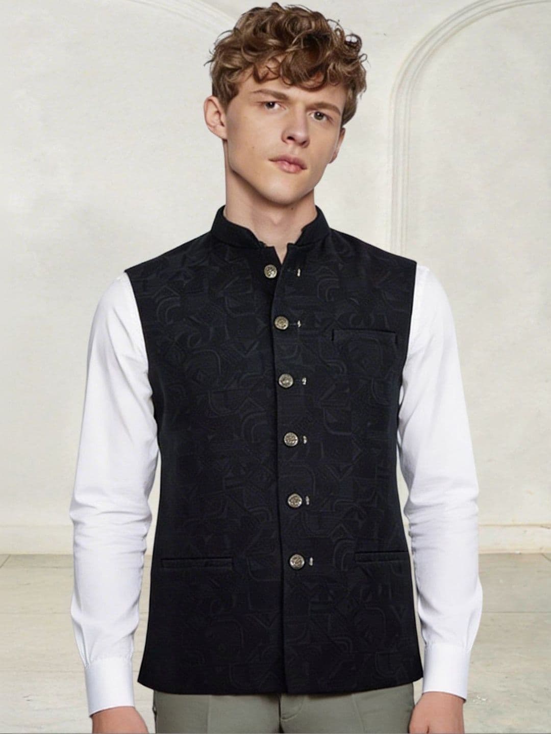 WYRE Greenfibre Mandrain Collar Nehru Jacket - view 1