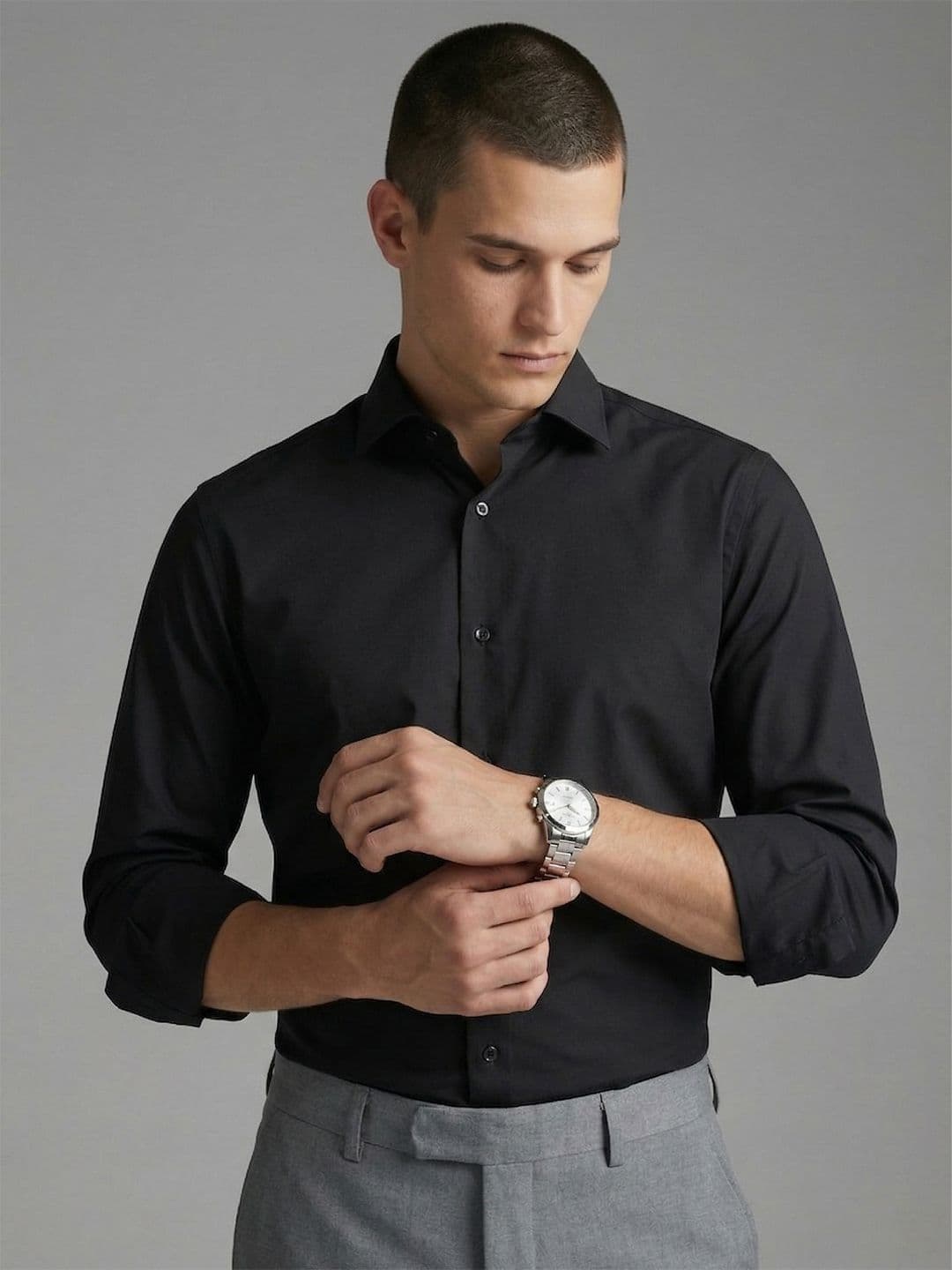 Louis Philippe Ath.Work Louis Philippe Men?s Slim Fit Bamboo Blend Sustainable Stretch Young Formal Shirt - view 1