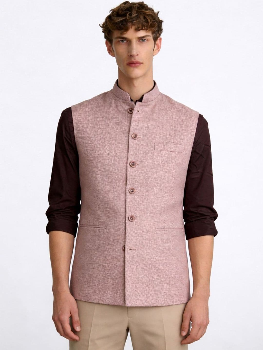 Greenfibre Men Woven Nehru Jackets - view 1