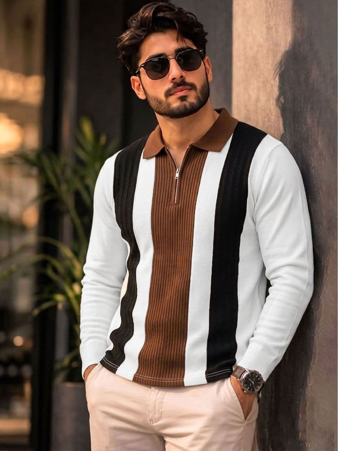 ENITOR Men Striped Polo Collar T-shirt - view 1