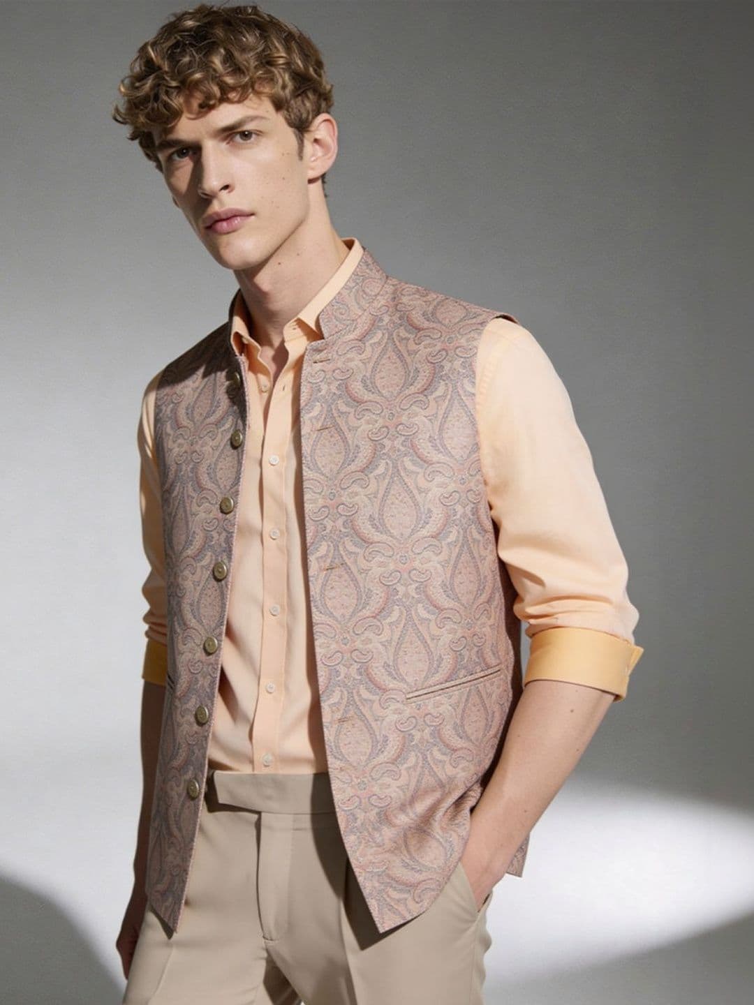 Greenfibre Men Woven Nehru Jackets - view 1