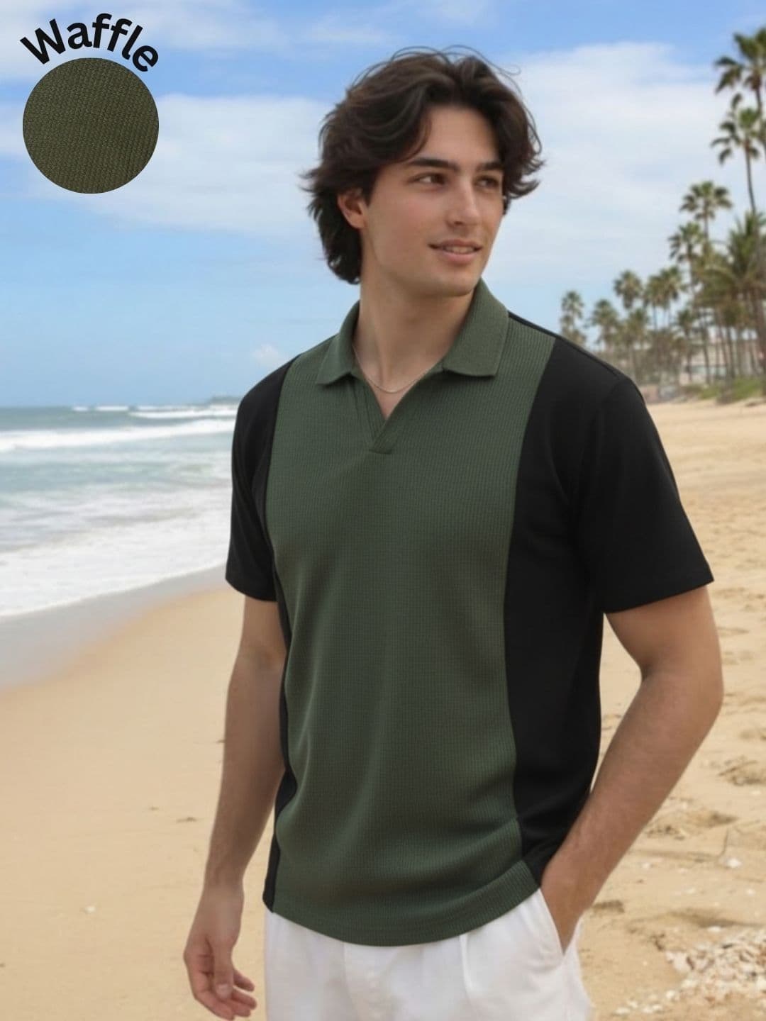 Metronaut Colourblocked Polo Neck Cotton Regular Fit T-shirt - view 1