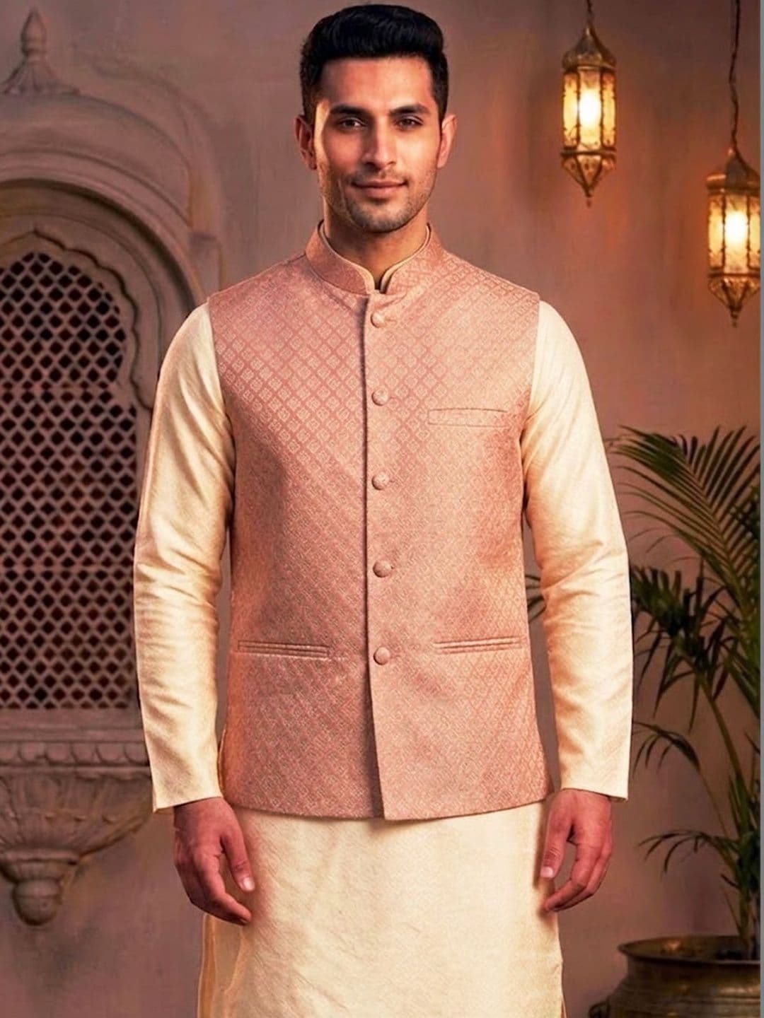 TREEMODA Woven Design Woven Nehru Jackets - view 1