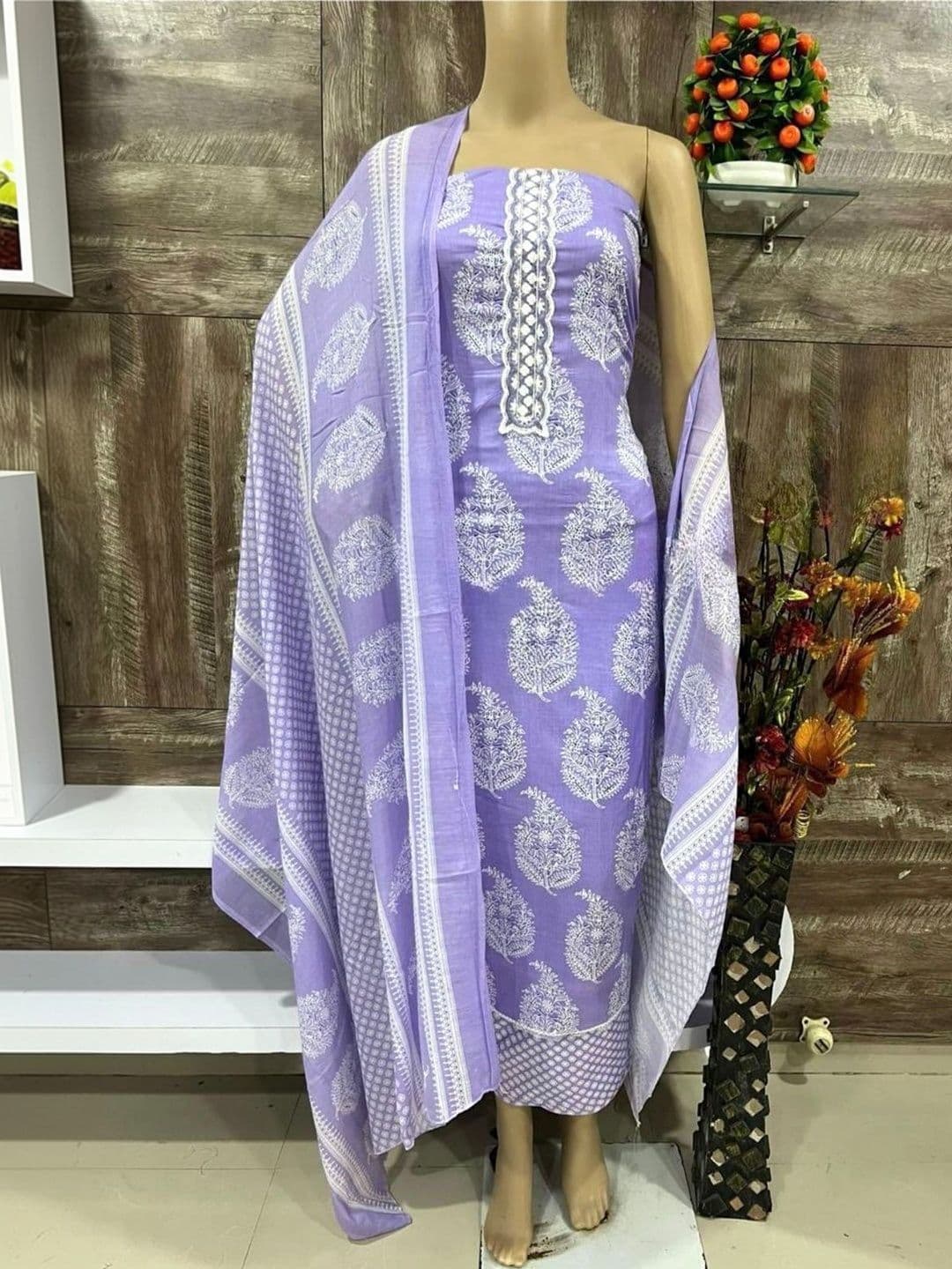 SILKORA Printed Pure Cotton Unstitched Dress Material - view 1