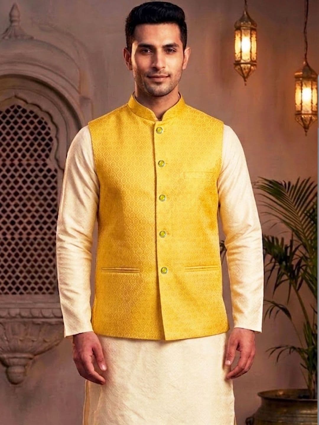 TREEMODA Woven Design Woven Nehru Jackets - view 1