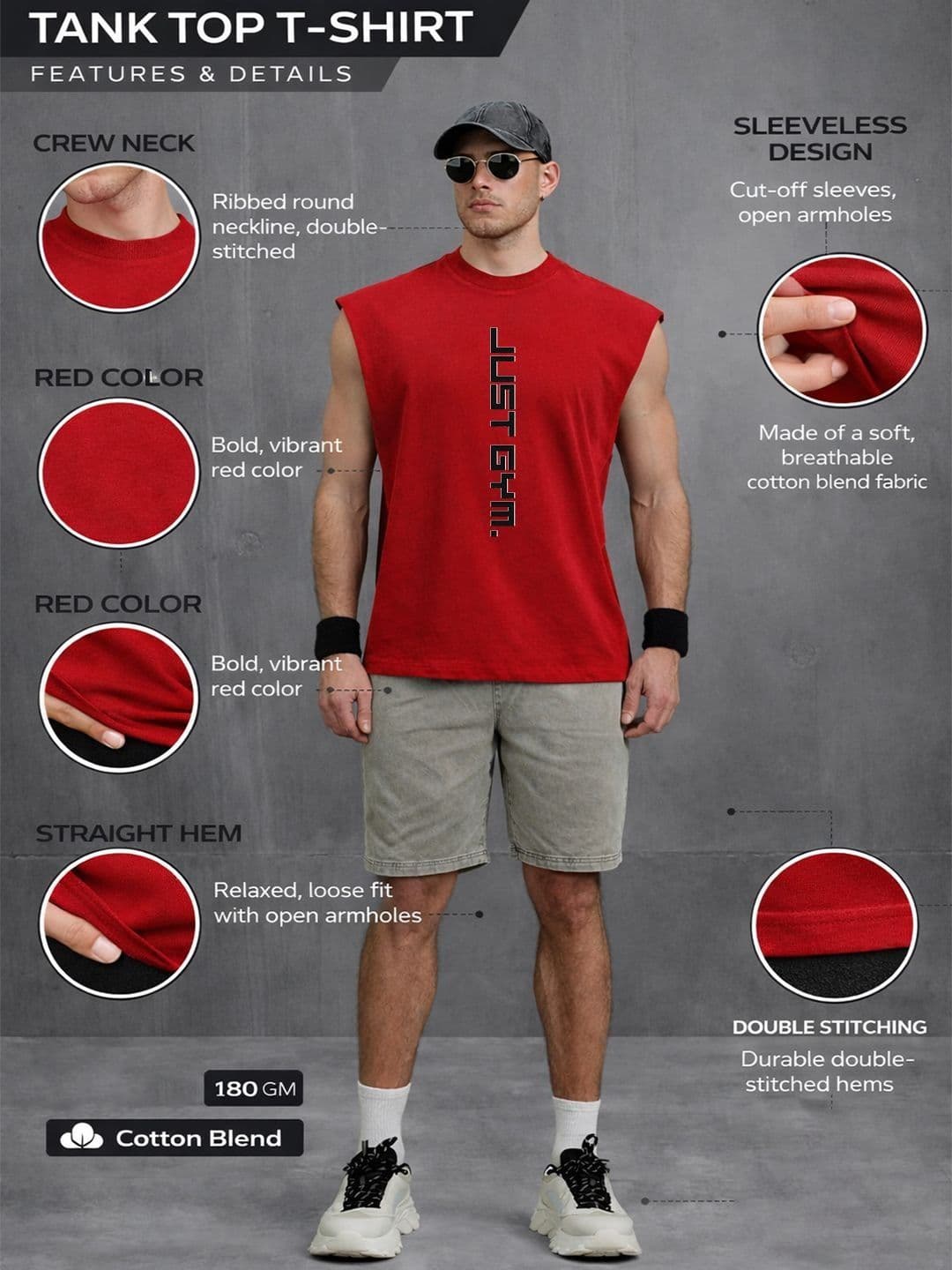 CARRO ARMATO Self Design Cotton Gym Vest - view 1
