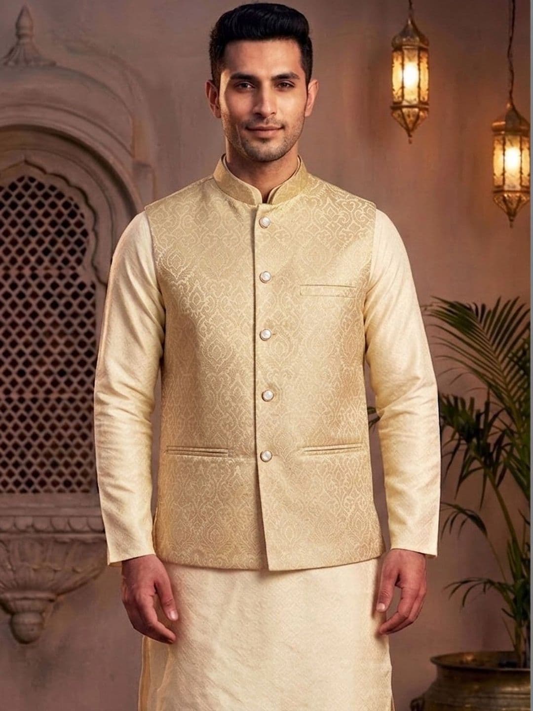 TREEMODA Woven Design Woven Nehru Jackets - view 1