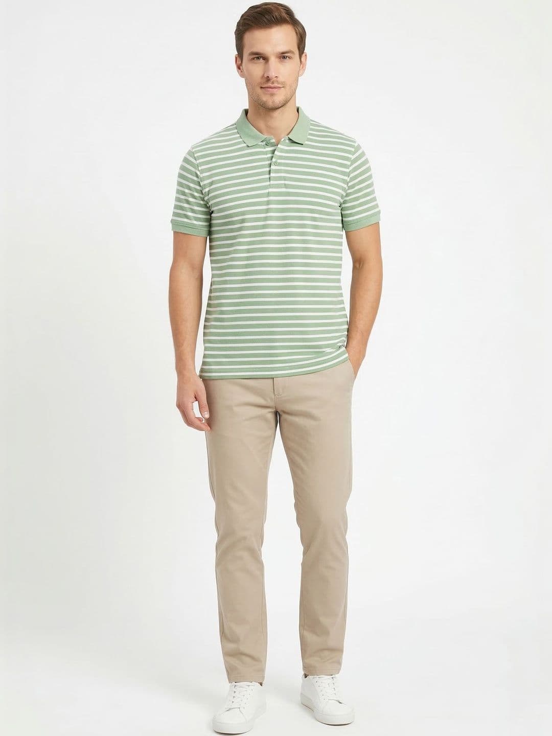 The Roadster Lifestyle Co Striped Polo Collar Tshirt - view 1