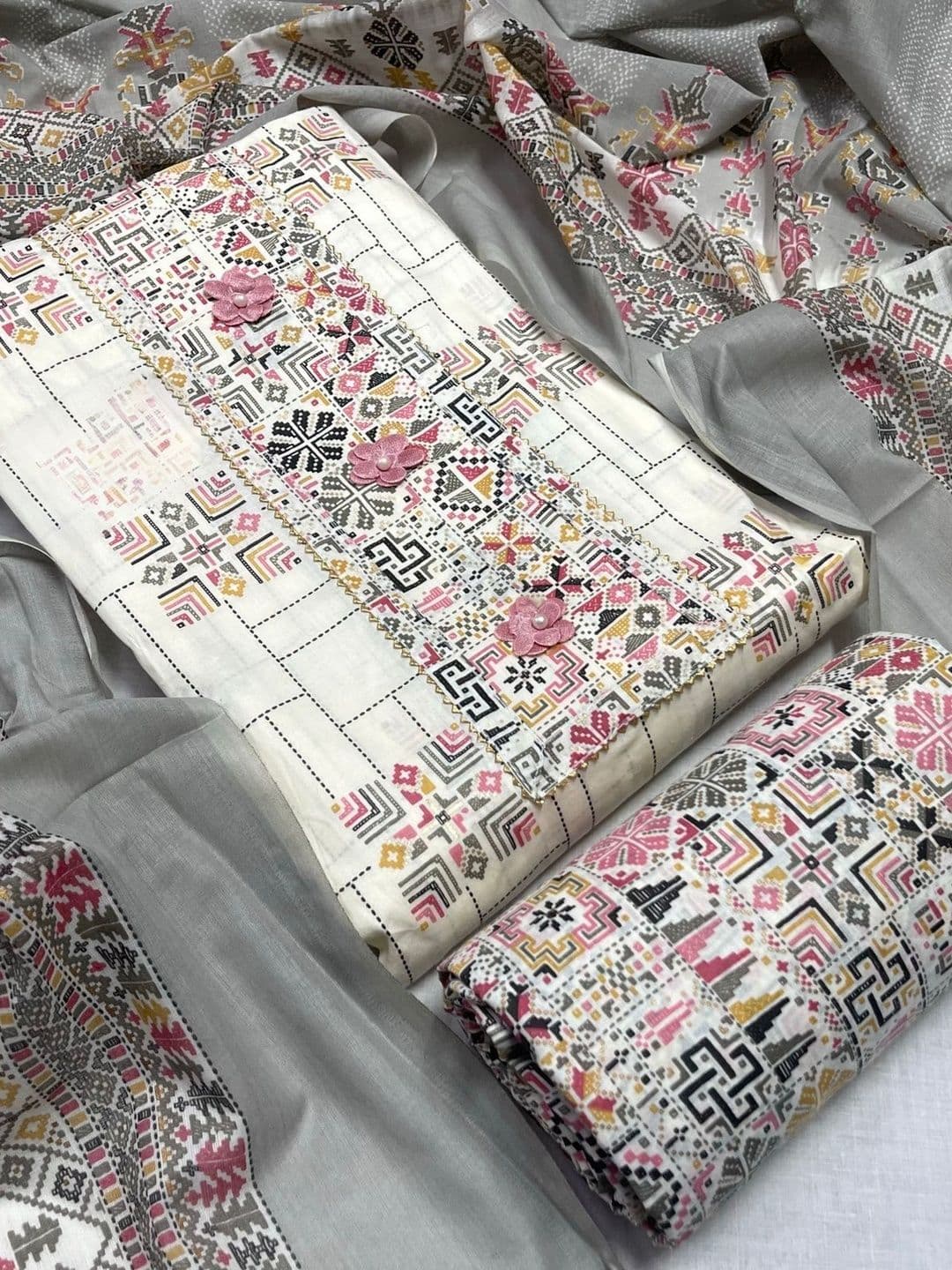 SILKORA Printed Pure Cotton Unstitched Dress Material - view 1